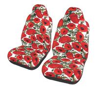 WEISUPG Poppy Flower Pattern Car Seat Cover 2 Piece Set, Car Seat Protector Universal Front Car Seat Covers For Cars Trucks Suvs