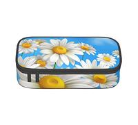 WEISUPG Spring Daisy Flowers Big Capacity Pencil Case Large Pencil Pouch Stationery Pen Bag for Girls and Boys