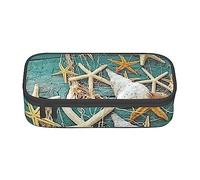 WEISUPG Starfish Seashell Beach Big Capacity Pencil Case Large Pencil Pouch Stationery Pen Bag for Girls and Boys