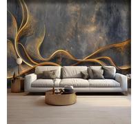 WEITAOSM 3D Abstract Gold Stripe Lines Modern Art Mural Living Room Bedroom Study Room Mural Creative Wallpaper (Self-Adhesive PVC)