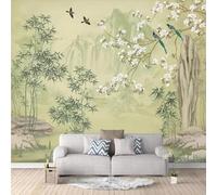 WEITAOSM 3D Creative Hand-Painted Plant Bamboo Magnolia Bird Wallpaper Living Room Bedroom Study Room Mural Classical Mural (Self-Adhesive PVC)