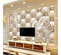 WEITAOSM 3D European Abstract Art Diamond Jewelry Flower Mural Hotel Living Room TV Mural Fashion Wallpaper (Self-Adhesive PVC)