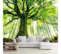 WEITAOSM 3D Green Big Tree Jungle Natural Landscape murals Suitable for Living Room Sofa Bedroom Study Room Art murals (self-Adhesive PVC)