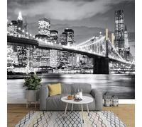 WEITAOSM 3D Modern City Building Bridge Light Night Scene Mural Study Living Room Sofa Background Wall Art Wallpaper (Self-Adhesive PVC)