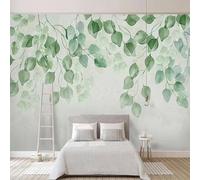 WEITAOSM 3D Modern Green Leaf Watercolor Hand-Painted Art Mural Suitable for Bedroom Study Living Room Sofa Bedroom Mural (self-Adhesive PVC)
