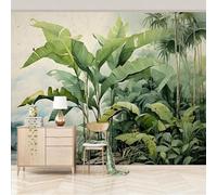 WEITAOSM 3D Nordic Retro Hand-Painted Tropical Plant Banana Leaf Mural Living Room Bedroom Study Background Wall Art Wallpaper (self-Adhesive PVC)