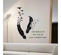 WEITAOSM Feather Turns into Bird Wall Sticker Motivational Quote Vinyl Sticker for Living Room Bedroom Kids Room Office Decorative Art Decal