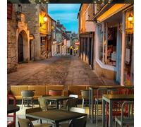 WEITAOSM Modern Architecture European Street Town Landscape Poster Mural Restaurant Cafe Mural Creative Wallpaper (Self-Adhesive PVC)