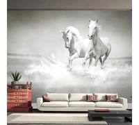 WEITAOSM Modern Art 3D Three-Dimensional Horse Galloping Mural Bedroom Living Room Study Office Mural Creative Wallpaper (self-Adhesive PVC)