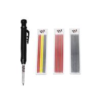 WEITARI Carpenter Pencil with Sharpener, Mechanical Carpenter Pencils Set with 18 Refills, Deep Hole Marker Construction Pencils Heavy Duty Woodworking Pencils for Architect Black