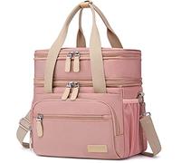 Weitars Lunch Bag for Women, Loncheras Para Mujer, Leakproof Insulated Large Lunchbox Dual Compartment Lunch Box Adult For Work Beach Picnic Hiking (15L) (Pink)