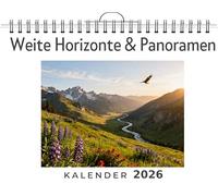 Weite Horizonte & Panoramen: Wandkalender 2026, Kalender DIN A4 quer, Monatskalender im Querformat mit Kalendarium, das perfekte Geschenk