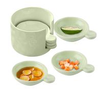 WEITING Dipping Sauce Plate and Holder, Seasoning Dish with Storage Box, Mini Ceramic Container Dressing Plate Serving Dish for Fruit Snack BBQ Soy Sauce Party Kitchen