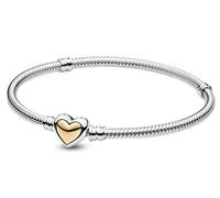 WEITING Domed Golden Heart Clasp Snake Chain Bracelet Bangle Fit Bead Charm Diy Fashion Jewelry-A,19cm