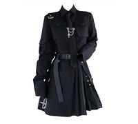 WEITING EMO Gothic Cargo Shirt Suit Egirl Punk Chain Ribbon Skirts Goth Dress Autumn Streetwear Harajuku Black Grunge Aesthetic Clothes-shirt skirt-S