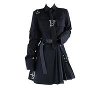 WEITING Emo Gothic Cargo Shirt Suit Egirl Punk Chain Ribbon Skirts Goth Dress Autumn Streetwear Harajuku Black Grunge Aesthetic Clothes-Black Shirt-S