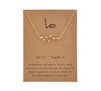 WEITING Fashion 12 Constellations Sodiac Sign Pendant Necklace With Card Gold Silver Color Aires Leo Taurus Horoscope Necklace-Gold Leo