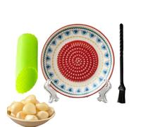 weiting Grater Plate | Ceramic Manual Round Dish with Brush | Garlic Grating Dish | for Peeling Ginger Tomatoes Fruit Vegetables Chocolate Strawberries Baking