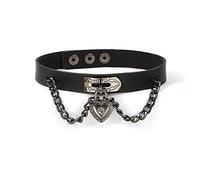 WEITING Harajuku Black Goth PU Leather Choker Necklace Women Punk Geometry Hip Hop Metal Pendant Necklaces Couple Jewelry Gifts-style4 Black