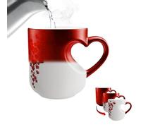 WEITING Heart Shaped Color Changing,325ml Magic Ceramic Mug, Color Changing Mugs with Heart Design, Heat Sensitive Magic ColorChanging Coffee Mug Ceramic Novelty Coffee Mugs with Handle for Valentine