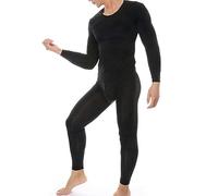 WEITING Men's Long Johns Thermal Underwear Bulge Pouch Keep Warm Pants Breathable Male Casual Autumn Winter Sleepwear Pajamas Set 2pcs-Black-M