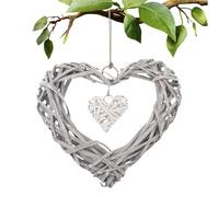 weiting Rattan Heart Wall Decor - Home Bedroom Decor | Heart Shape Wicker Wreath Ornament, Wall Hangable Decoration For Romantic Wedding