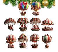 weiting Santa Christmas Ornaments, 2D Acrylic Decoration,Santa Hot Air Balloon Decoration - for Party Window Bedroom Wall Home Garden Dorm