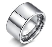 WEITING Simple 10MM Wide Large Titanium Steel Face Ring for Men Super Wide Silver Color Ring Big Finger Ring Wedding Jewelry-10,Silver Color