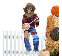 WEITING Skeleton Decor - 23.6 Inch Animated Banjo Playing Skeleton Decor - Joint Adjustable Musical Prop for Indoor Outdoor Holiday Display Haunted House Party