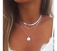 WEITING Sterling Silver Three Tier Round Necklace Simple Snake Chain Charm Ball Chain Party Gift Women Fine Jewelry-platinum