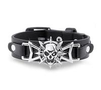 WEITING Stylish Skeleton Skull Star Eye Punk Gothic Rock Leather Belt Buckle Bracelets For Women Men Delicate Bracelet Accessories-default