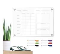 WEITING Weekly Meal Planner Magnetic,Clear Acrylic Weekly Meal Planner 6 Pens | Erasable Fridge Notepad with Magnet, Grocery List Pads for Breakfast Lunch Dinner