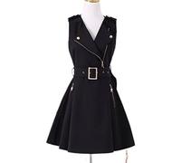 WEITING Women's Sleeveless Tank Dress Summer British Fashion Black Zip Slim Fit Elegant Ladies Dresses Autumn Clothing Punk Goth Gothic-Black,XL