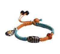WEITINGKKK Braided Bracelets, Hand-Woven Wrapped Tiger's Tooth Nine-Eye Dzi Bead Bracelet Hand-Woven Women's Jewelry National Style Wenwan Bracelet Rope