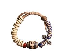 WEITINGKKK Braided Bracelets, Handmade Braided Hand Rope Tibetan Dzi Bead Multi Treasure Bracelet Cultural Games Strings Female Ethnic Jewellery