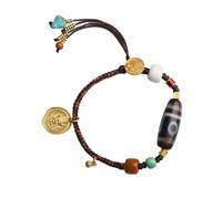 WEITINGKKK Braided Bracelets, Tibetan Multi-Precious Tiger's Teeth Wrapped Dzi Nine-Eye Bracelet Women's Literature to Play The New Chinese Ethnic Style Hand-Woven Hand Rope