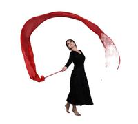 WEITINGKKK Rhythmic Dance Ribbons, Belly Dance Stage Performance Silk Ribbon Throw Streamer Red 4M x 25-45cm(400x45cm)