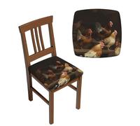 WEITINGKKK Roast Chicken Hen Farm Print Square Stool Covers Comfy Seat Covers Stretch Removable Washable Chair Slipcover for Wedding Living Dining Room Office Salon Kitchen One Size