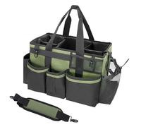 WEITINGKKK tool storage bag, Cleaning Tool Storage Bag Portable with Handle Adjustable Shoulder Strap Polyester 4 Foldable Internal Partitions 15.7x9.6x9.1 Inches