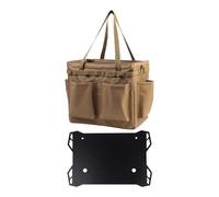 WEITINGKKK tool storage bag, Tool Bag Organizer with Iron Board Table Oxford Cloth Multicolor 13.78x9.84x12.60 Inches(Khaki)