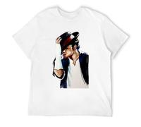 WeiToLnb Michael Music Fan Lover Retro Vintage 80S Thriller Bad Jackson Men's T Shirt White M