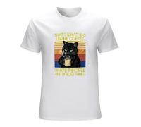 WeiToLnb Thats What I Do Drink Coffee Hate People Cat T-Shirt Unisex Got, Funny Cotton Short Sleeve Shirt White XL