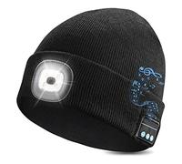 WEITOO Unisex Bluetooth Beanie Cap Light, Upgraded Musical Knitted Cap with Headphone and Built-in Stereo Speakers & Mic, Gifts for Men Women Dad Black