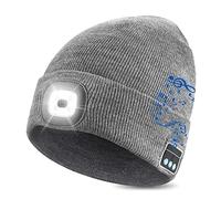 WEITOO Unisex Bluetooth Beanie Cap Light, Upgraded Musical Knitted Cap with Headphone and Built-in Stereo Speakers & Mic, Gifts for Men Women Dad Grey