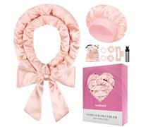weiwei 70" Satin Heatless Curlers Hair Curler, 9 PCS Heatless Overnight Curls Curlers No Heat for Long Hair Volume, Heatless Curl Curling Headband Gift Set with Bonnet - Blush Pink