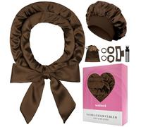 weiwei 70" Satin Heatless Curlers Hair Curler, Heatless Overnight Curls Hair Curlers No Heat for Long Hair Volume, 9 PCS Heatless Curl Curling Headband Gift Set with Bonnet - Chocolate