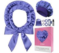 weiwei 70" Satin Heatless Curlers Hair Curler, Heatless Overnight Curls Hair Curlers No Heat for Long Hair Volume, 9 PCS Heatless Curl Curling Headband Gift Set with Bonnet - Purple-Blue