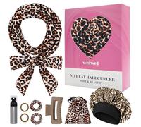 weiwei Heatless Curling Headband, 70" Soft Overnight Hair Curlers to Sleep In, Hair Rollers No Heat Wrap for Women Long Wave, 9PCS Curling Rod Set (Orange Leopard)