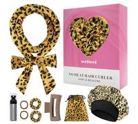 weiwei Heatless Curling Headband, 70" Soft Overnight Hair Curlers to Sleep In, Hair Rollers No Heat Wrap for Women Long Wave, 9PCS Curling Rod Set (Gold Leopard)