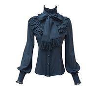 WeiweiSmile Chiffon Victorian Blouse Vintage Gothic Lolita Casual Shirt Blouse White/Black/Wine Red/Blue